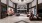 a room with a large chandelier and a couch